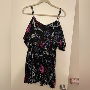 Express dress size small. Spaghetti strap and off the should detail